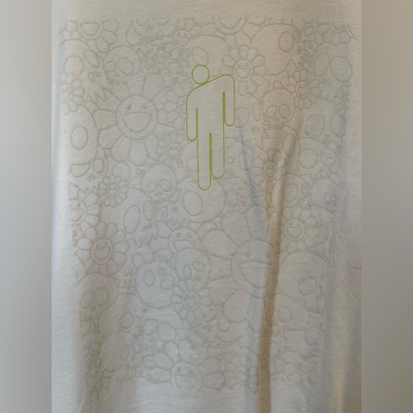 RARE TAKASHI MURAKAMI X BILLIE EILISH FOR UNIQLO BOXY WHITE MONOGRAM LOGO TEE! - Picture 2 of 5